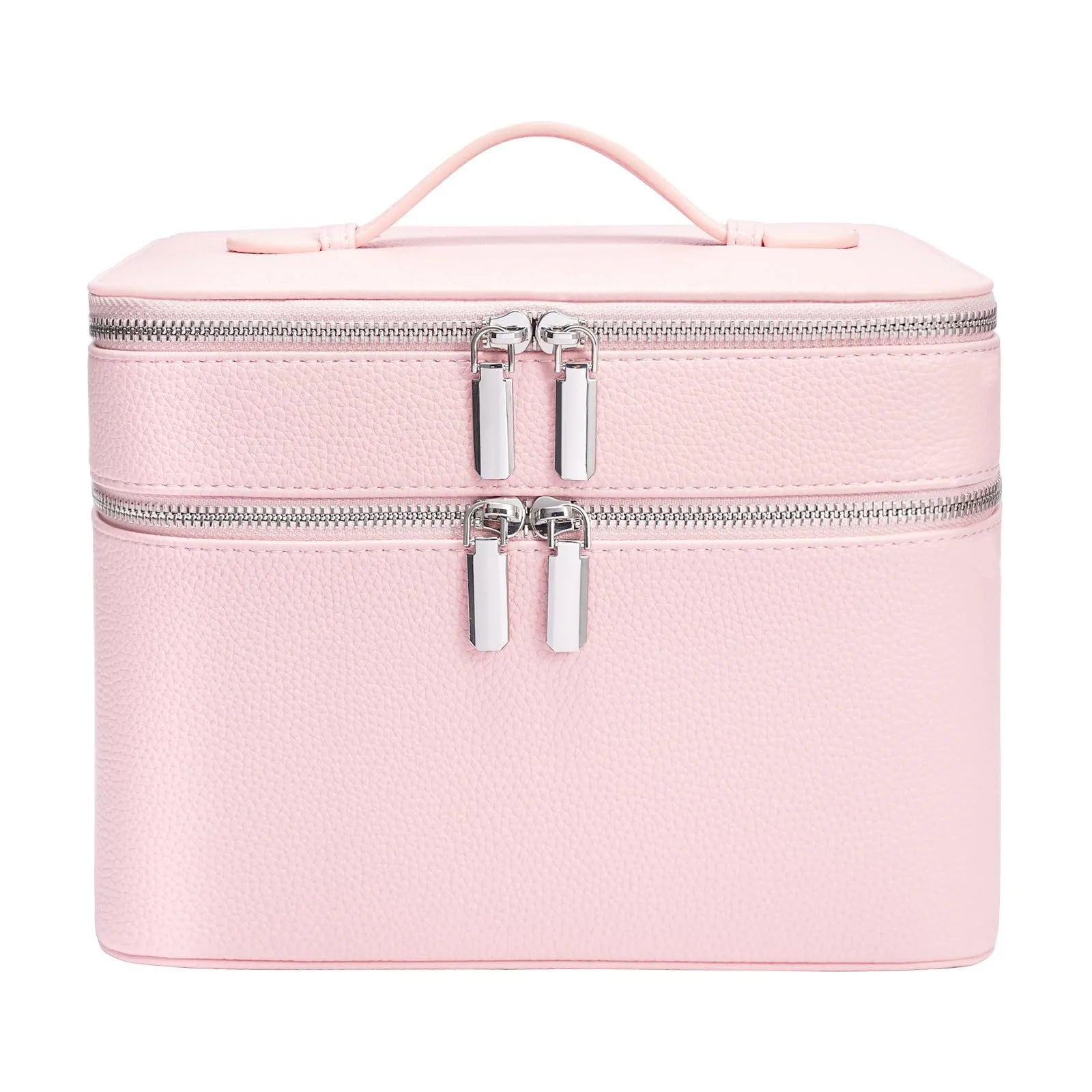 Double-Layer Vanity Case — PU Leather Travel Bag