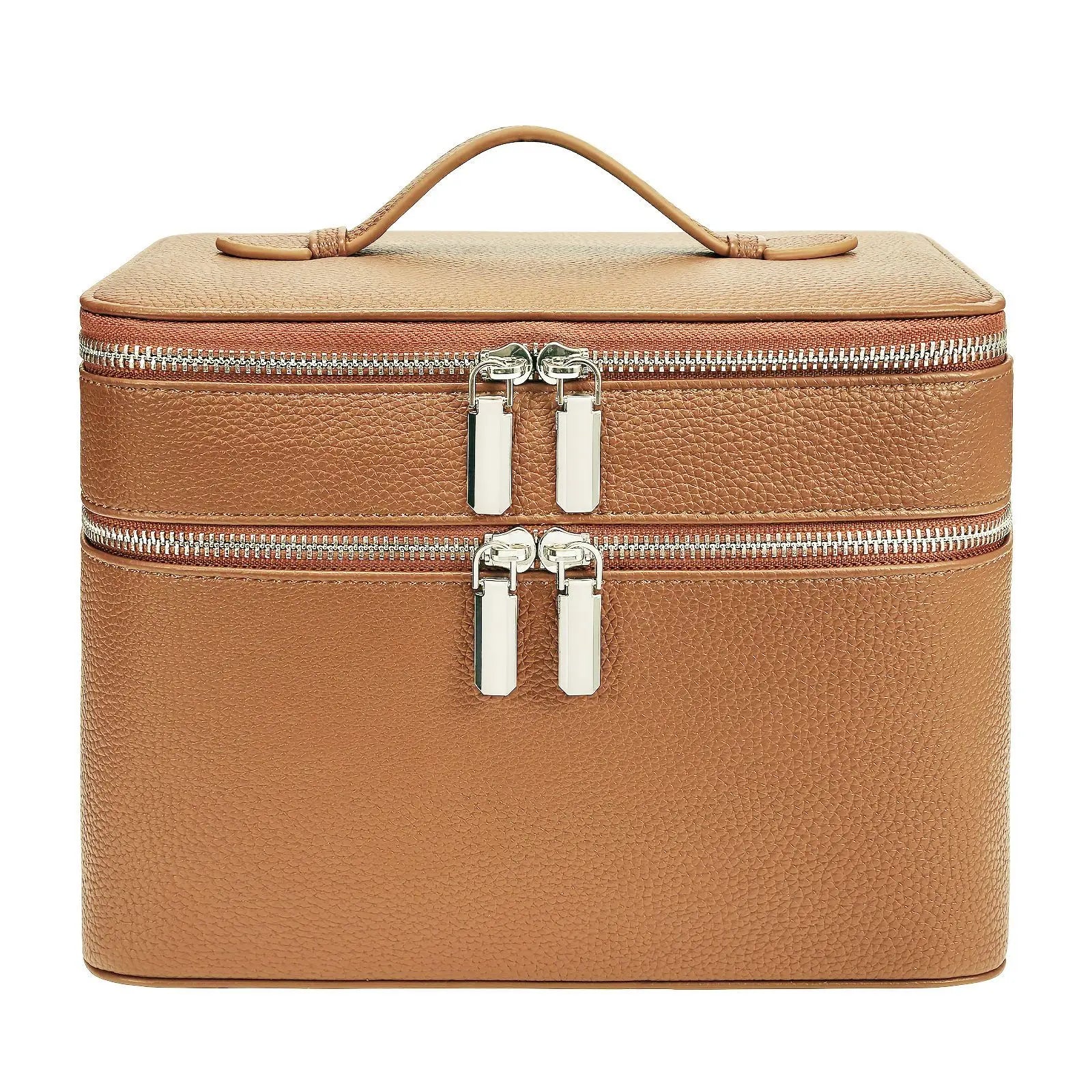Double-Layer Vanity Case — PU Leather Travel Bag