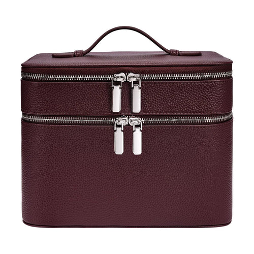 Double-Layer Vanity Case — PU Leather Travel Bag