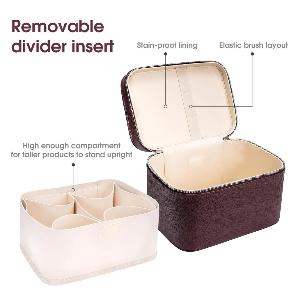 Double-Layer Vanity Case — PU Leather Travel Bag